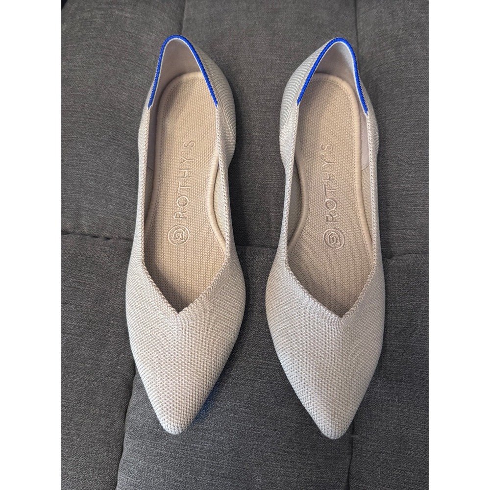 Rothy's The Point Flat Size 7 Beige/Tan/Cream Tortoise Bottom - slip on washable